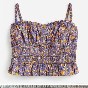 J.Crew Cinched-waist cotton poplin tank top in midnight floral(nwot)